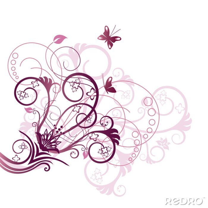 Papier peint à motif  Élément de conception du coin floral pourpre