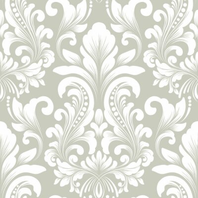 Papier peint à motif  Élément de motif sans soudure Vector Damask. Ornement classique en damas à la décoration classique, texture victorienne sans soudure pour papiers peints, textile, emballage. Modèle baroque floral exqu