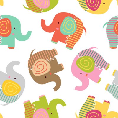 Éléphants à motifs colorés
