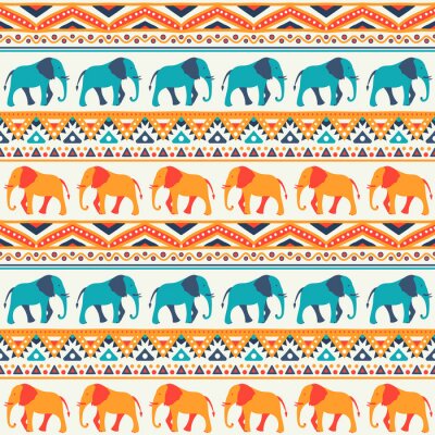 Papier peint à motif  Éléphants de modèle indien