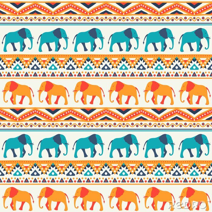 Papier peint à motif  Éléphants de modèle indien