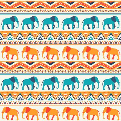 Papier peint à motif  Éléphants de modèle indien