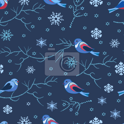 Papier peint à motif  En Oiseaux Hiver