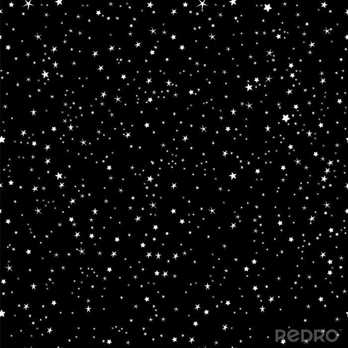 Papier peint à motif  Espace fond, nuit, ciel, étoiles noir, blanc, seamless, vecteur, modèle