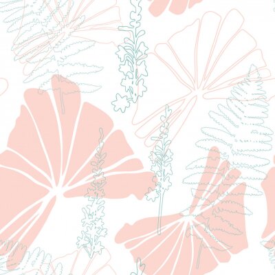 Papier peint à motif  Esquisse de feuilles colorées