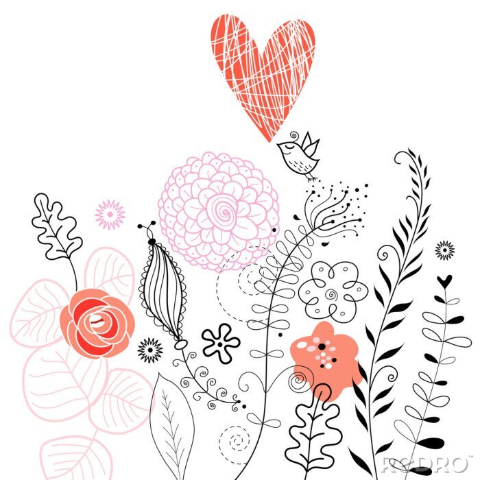 Papier peint à motif  Esquisse de la flore et de la faune