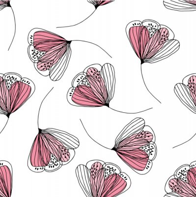 Papier peint à motif  Esquisses de coquelicots