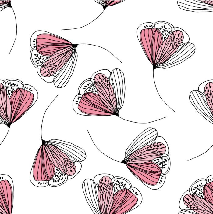 Papier peint à motif  Esquisses de coquelicots