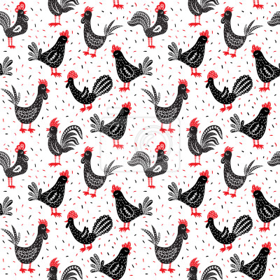 Papier peint à motif  Et coq poule