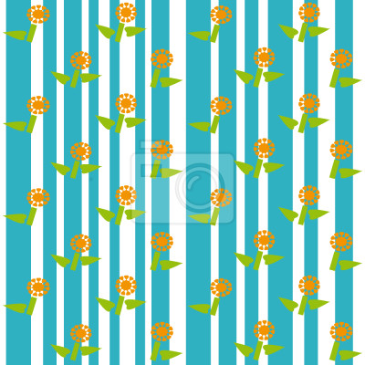 Papier peint à motif  Et Rayures fleurs