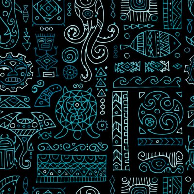 Papier peint à motif  Ethnic handmade ornament for your design. Polynesian style, seamless pattern