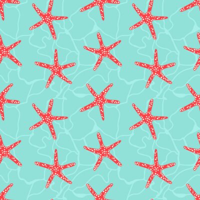 Papier peint à motif  Étoile de mer rouge