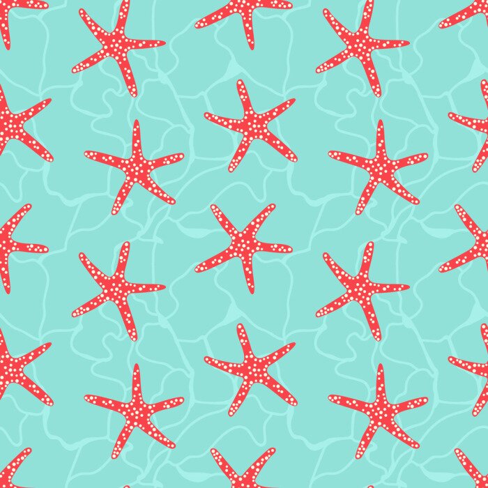 Papier peint à motif  Étoile de mer rouge