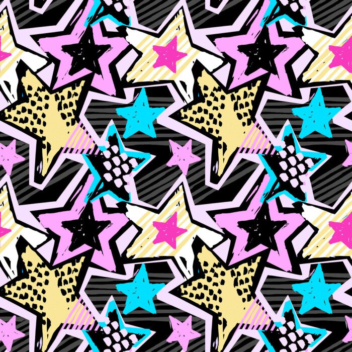 Papier peint à motif  Étoiles colorées de graffiti d'art de rue
