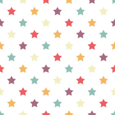 Papier peint à motif  Étoiles colorées sur un fond blanc