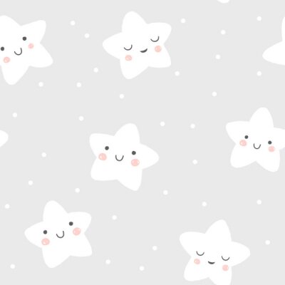 Papier peint à motif  Étoiles souriantes et endormies de style scandinave