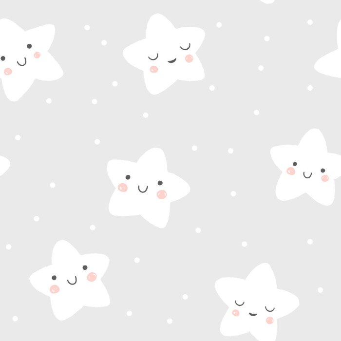 Papier peint à motif  Étoiles souriantes et endormies de style scandinave