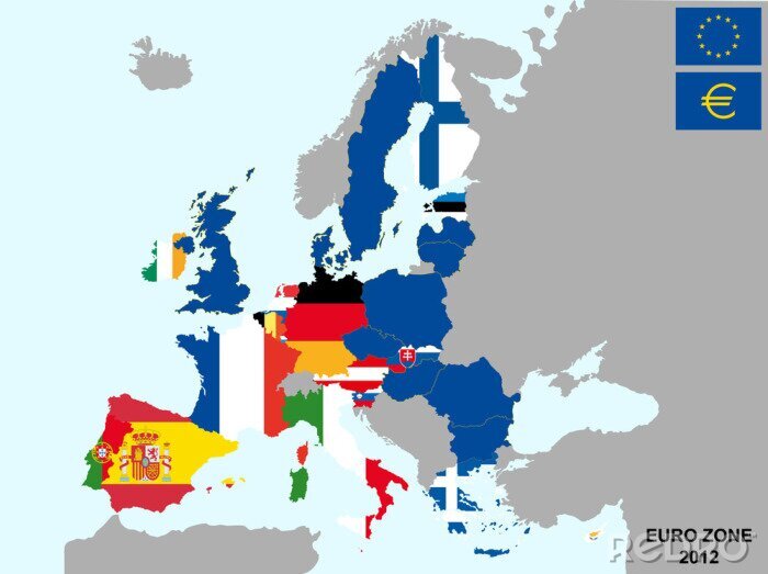 Papier peint à motif  Eurozone carte