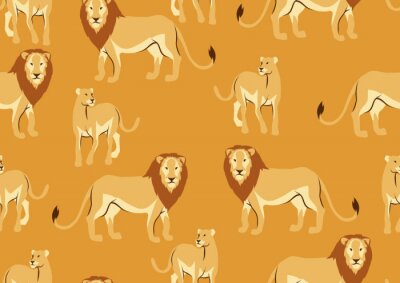 Papier peint à motif  Famille de lions