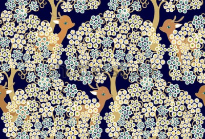 Papier peint à motif  Faon dans une forêt géométrique