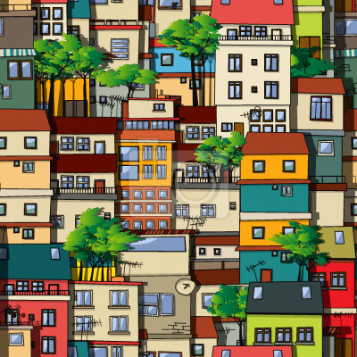 Papier peint à motif  favela Brésil