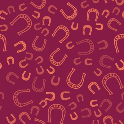 Papier peint à motif  Fers à cheval sur fond marron