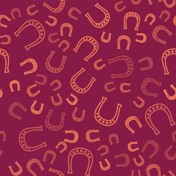 Papier peint à motif  Fers à cheval sur fond marron