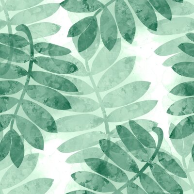 Papier peint à motif  Feuillage bleu-vert