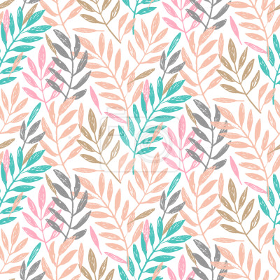 Papier peint à motif  Feuillage en pastel