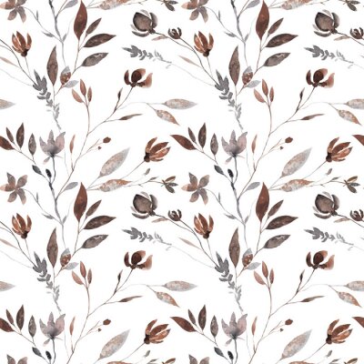 Papier peint à motif  Feuilles brunes sur les rameaux