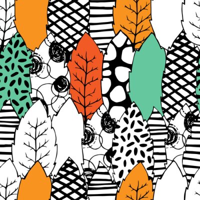 Papier peint à motif  Feuilles colorées assorties avec motifs