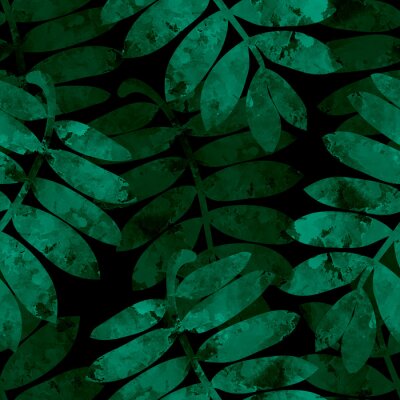 Papier peint à motif  Feuilles d'aquarelle sur fond sombre