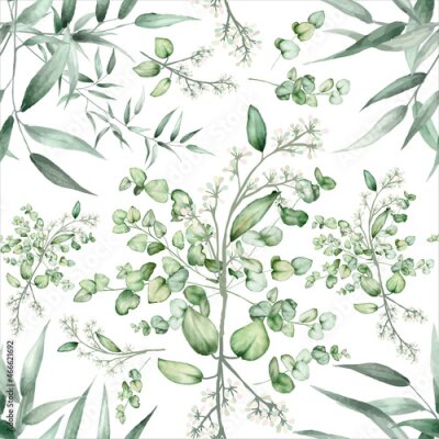 Papier peint à motif  Feuilles d'eucalyptus dans la composition d'un bouquet de verdure