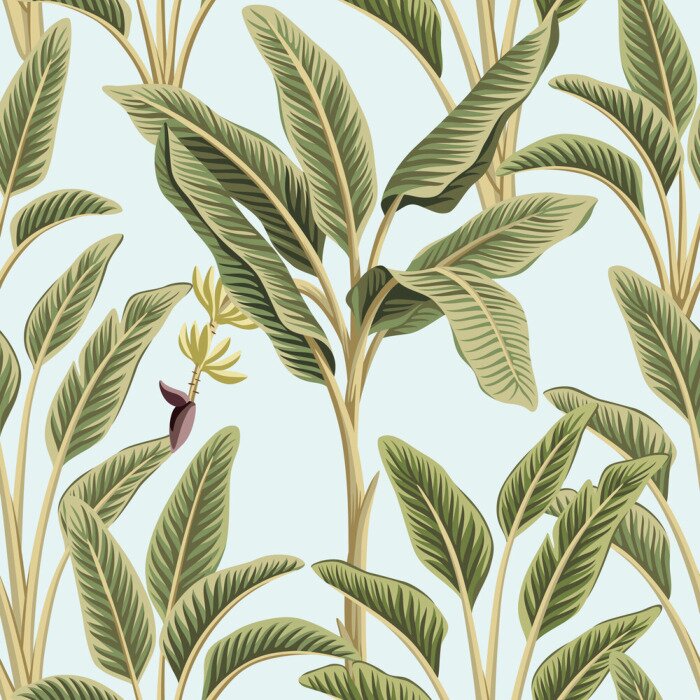 Papier peint à motif  Feuilles de bananier de style bohème
