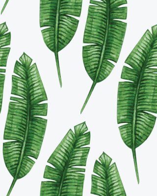 Papier peint à motif  Feuilles de bananier vert luxuriant