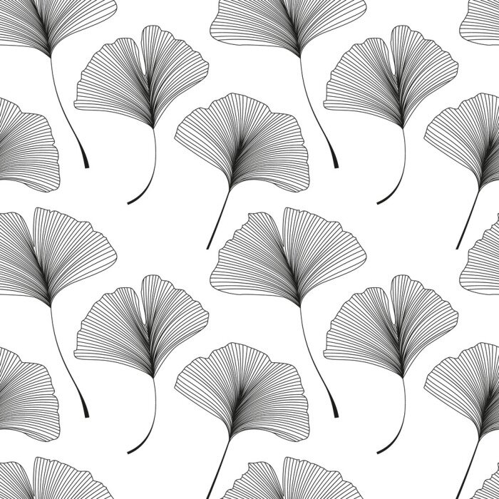 Papier peint à motif  Feuilles de ginkgo biloba