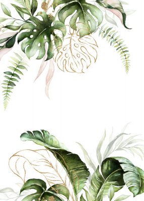 Feuilles de Monstera en vert et or
