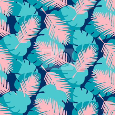 Papier peint à motif  Feuilles de palmier et de Monstera