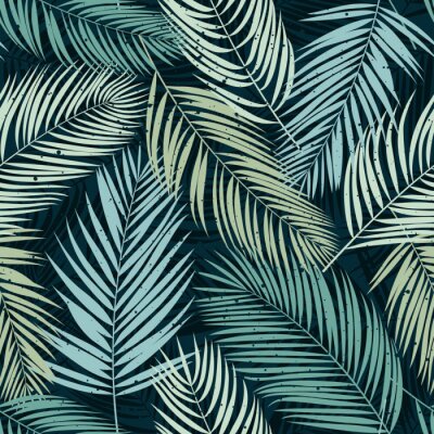 Papier peint à motif  Feuilles de palmier sur fond sombre