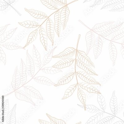 Papier peint à motif  Feuilles de plantes beige pastel