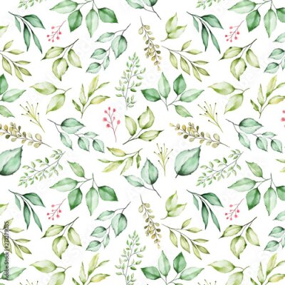 Papier peint à motif  Feuilles de printemps vert pastel