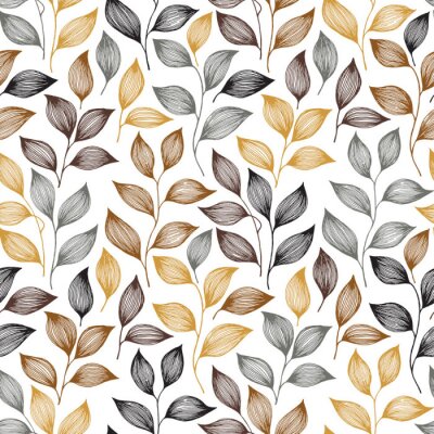 Papier peint à motif  Feuilles de thé dans différentes nuances de brun