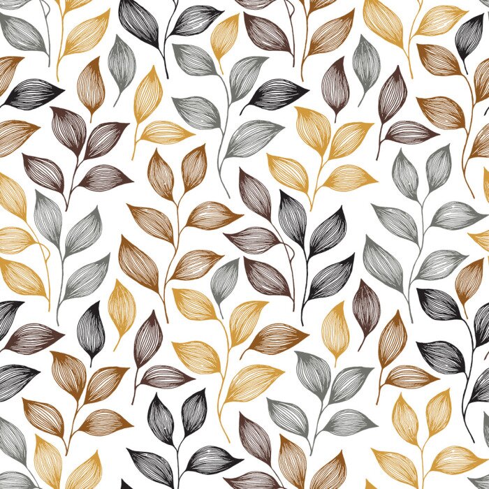 Papier peint à motif  Feuilles de thé dans différentes nuances de brun