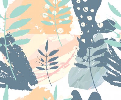 Papier peint à motif  Feuilles délicates aux couleurs pastel