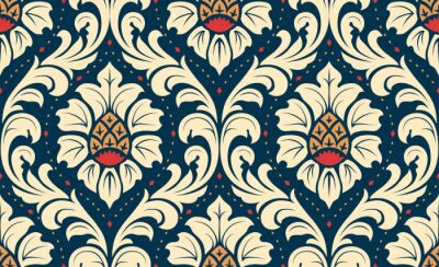 Papier peint à motif  Feuilles et cônes de style classique