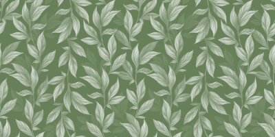 Papier peint à motif  Feuilles grimpantes en vert