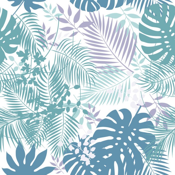Papier peint à motif  Feuilles, paume, arbre, seamless, modèle