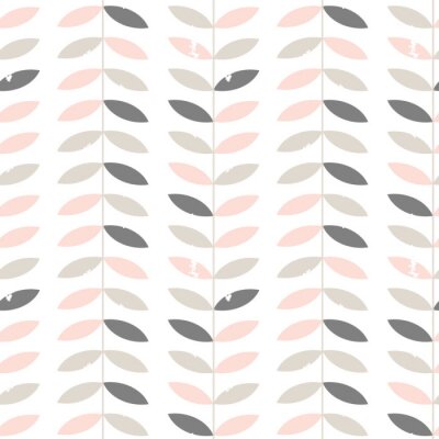Papier peint à motif  Feuilles roses disposées verticalement