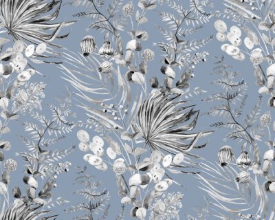 Papier peint à motif  Feuilles tropicales au vent