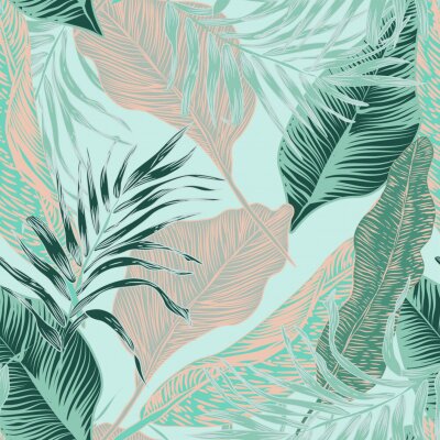 Papier peint à motif  Feuilles tropicales délicates